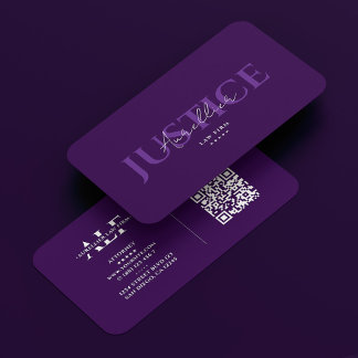 Tarjeta De Visita Abogado de Justicia Elegant Purple Modern