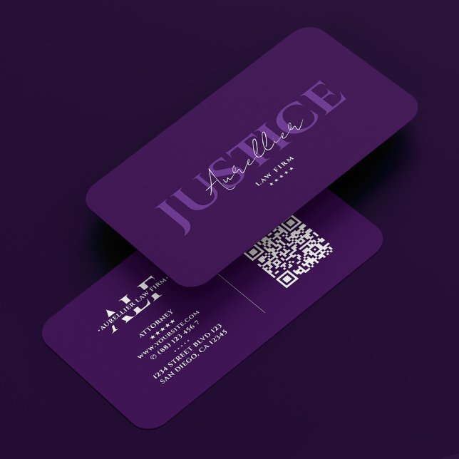 Tarjeta De Visita Abogado de Justicia Elegant Purple Modern (Attorney Law Firm Justice Elegant Purple Modern Business Card
)