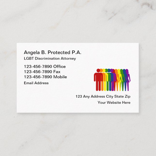 Tarjeta De Visita Abogado de la discriminación de LGBT (Anverso)