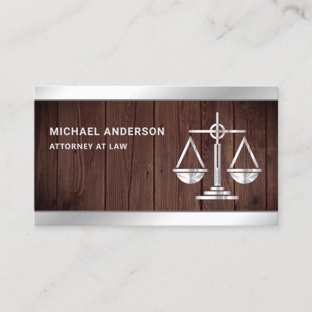 Tarjeta De Visita Abogado de la Escala de Justicia Rusa Wood Silver (Anverso)