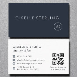 Tarjeta De Visita Abogado de la ley Código QR Marina de lujo azul