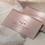 Tarjeta De Visita Abogado de la ley moderna Rosa de oro metálico<br><div class="desc">Abogado de la Ley Moderno Rosa Tarjetas de Negocio para Abogados.</div>