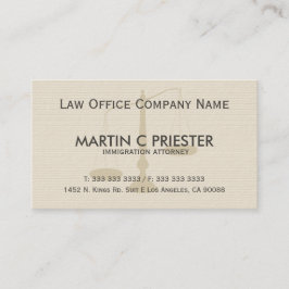 Tarjeta De Visita Abogado De La Ley Sobre La Textura De Beige Y Raya