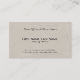 Tarjeta De Visita Abogado De La Oficina Jurídica Beige Faux Linen
