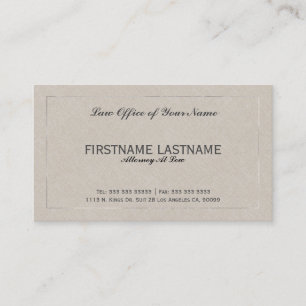 Tarjeta De Visita Abogado De La Oficina Jurídica Beige Faux Linen