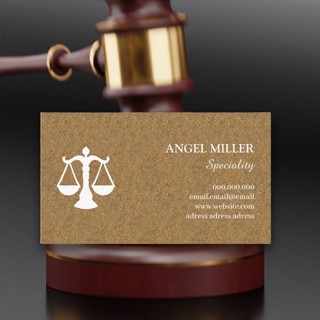 Tarjeta De Visita abogado de moda cork wood (Chic design for attorney business card )