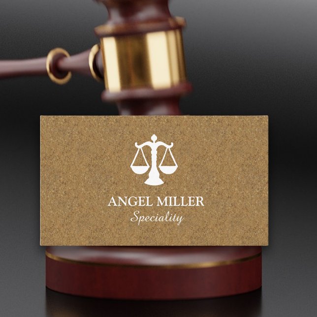 Tarjeta De Visita abogado de moda cork wood (Chic design for attorney business card )