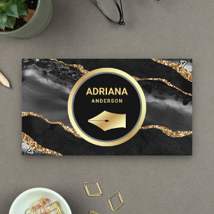 Tarjeta De Visita Abogado de ónix negro pluma de oro