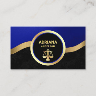 Tarjeta De Visita Abogado de oro azul real Escala de justicia