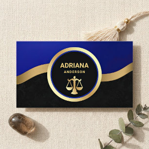 Tarjeta De Visita Abogado de oro azul real Escala de justicia