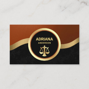 Tarjeta De Visita Abogado de oro naranja herrumbre escala de justici