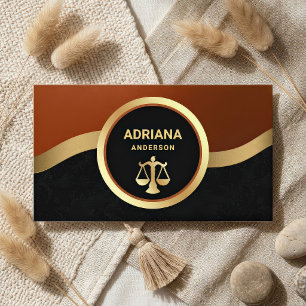 Tarjeta De Visita Abogado de oro naranja herrumbre escala de justici