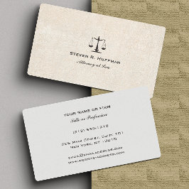 Tarjeta De Visita Abogado de papel de cosecha en la escala de justic