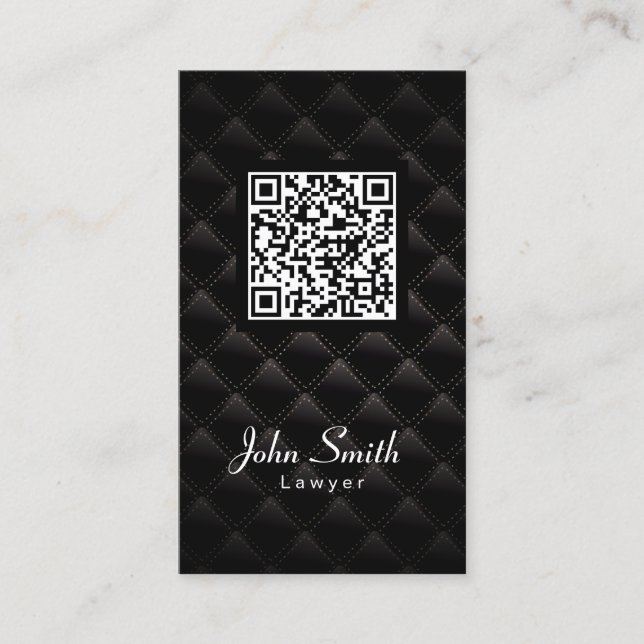 Tarjeta De Visita Abogado del Código QR de Quilt de Diamante Negro (Anverso)