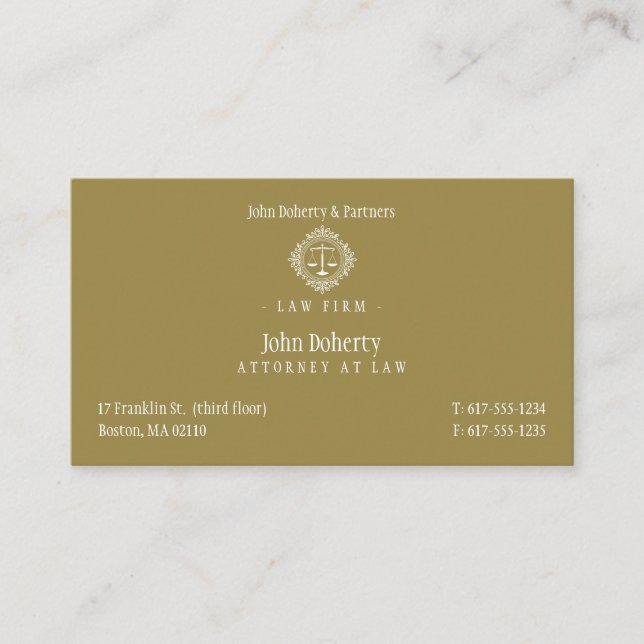 Tarjeta De Visita Abogado elegante | Abogado (Anverso)