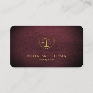 Tarjeta De Visita Abogado elegante cuero de lujo rojo vino elegante