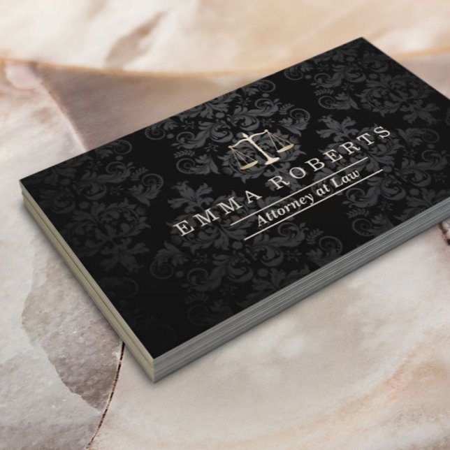 Tarjeta De Visita Abogado elegante de Damasco oscuro (Subido por el creador)