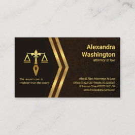 Tarjeta De Visita Abogado elegante de mármol marrón dorado