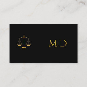 Tarjeta De Visita Abogado Elegante de Negro y Dorado