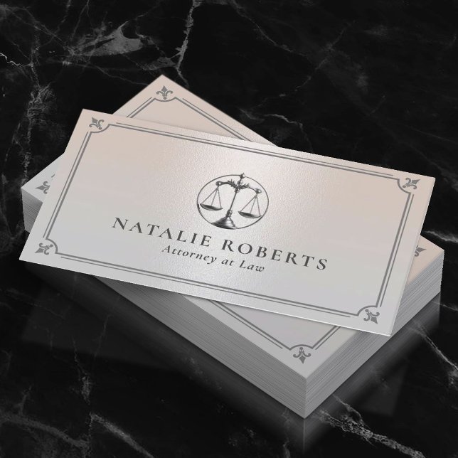 Tarjeta De Visita Abogado elegante de platería (Subido por el creador)