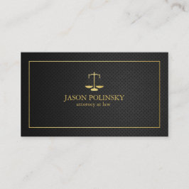 Tarjeta De Visita Abogado elegante del negro y del oro en la ley