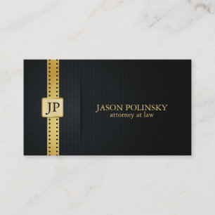 Tarjeta De Visita Abogado elegante del negro y del oro en la ley
