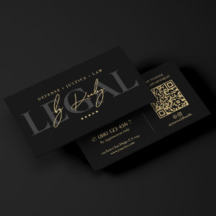 Tarjeta De Visita Abogado Elegante en Firma de Derecho Abogado Negro