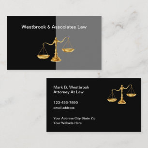 Tarjeta De Visita Abogado Elegante Escala de Justicia Tonos Dorados