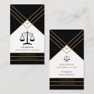 Tarjeta De Visita Abogado elegante   Negro de oro