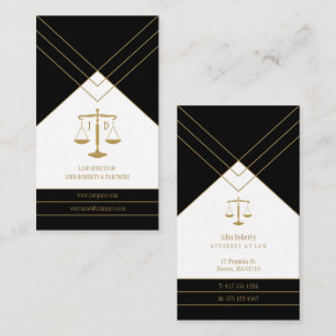 Tarjeta De Visita Abogado elegante   Negro de oro
