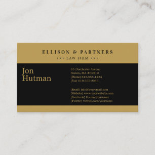 Tarjeta De Visita Abogado   Elegante negro de oro puro