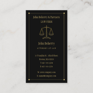 Tarjeta De Visita Abogado   Elegante negro dorado
