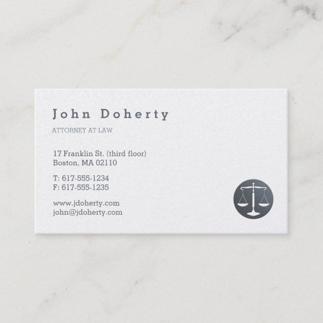 Tarjeta De Visita Abogado | Elegante platino (Anverso)