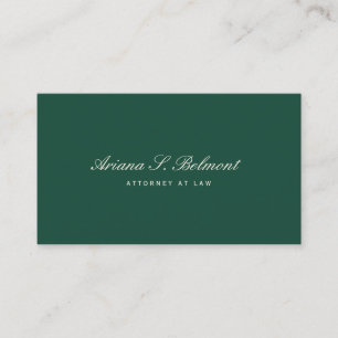 Tarjeta De Visita Abogado elegante verde oscuro simple