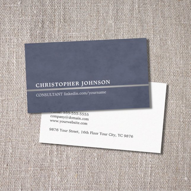 Tarjeta De Visita Abogado elegante y simple de la línea azul Faux Si (Subido por el creador)
