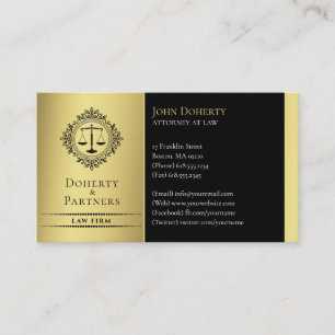 Tarjeta De Visita Abogado   Elegantes escalas de oro negro
