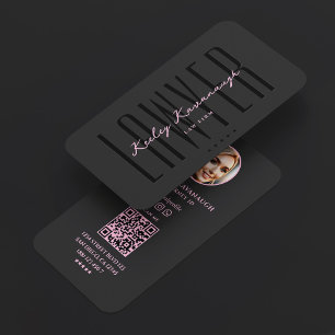 Tarjeta De Visita Abogado en el bufete de abogados Minimal Rosa Negr
