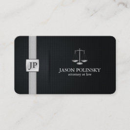 Tarjeta De Visita Abogado en la ley negro y de plata elegante