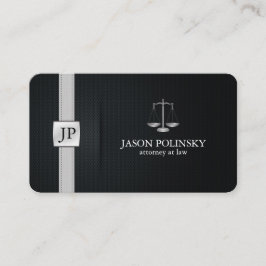 Tarjeta De Visita Abogado en la ley negro y de plata elegante