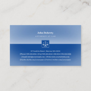 Tarjeta De Visita Abogado   Escala de justicia Azul profundo