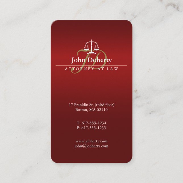 Tarjeta De Visita Abogado | Escalas de justicia clásicas (Anverso)