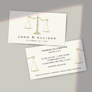 Tarjeta De Visita Abogado Escalas de Justicia desequilibradas 