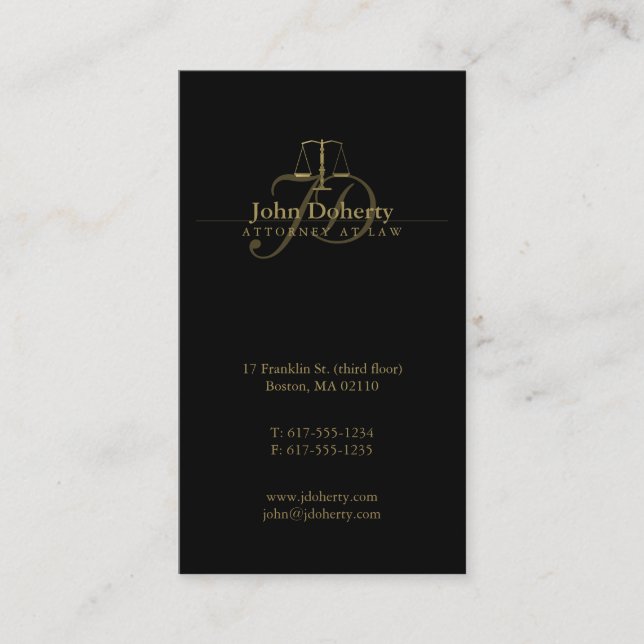 Tarjeta De Visita Abogado | Escalas de oro clásicas de la justicia (Anverso)
