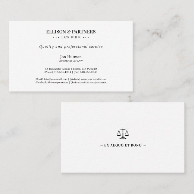 Tarjeta De Visita Abogado | Escalas elegantes (Anverso / Reverso)
