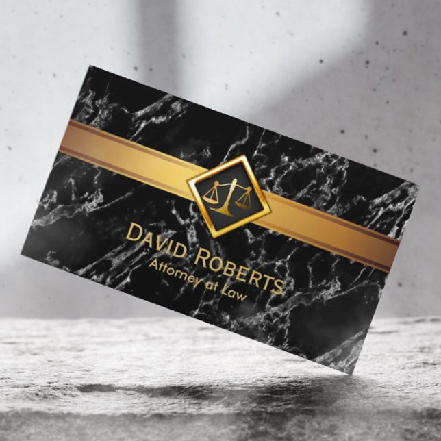 Tarjeta De Visita Abogado Gold Justice Scale Abogado Mármol Moderno (Subido por el creador)