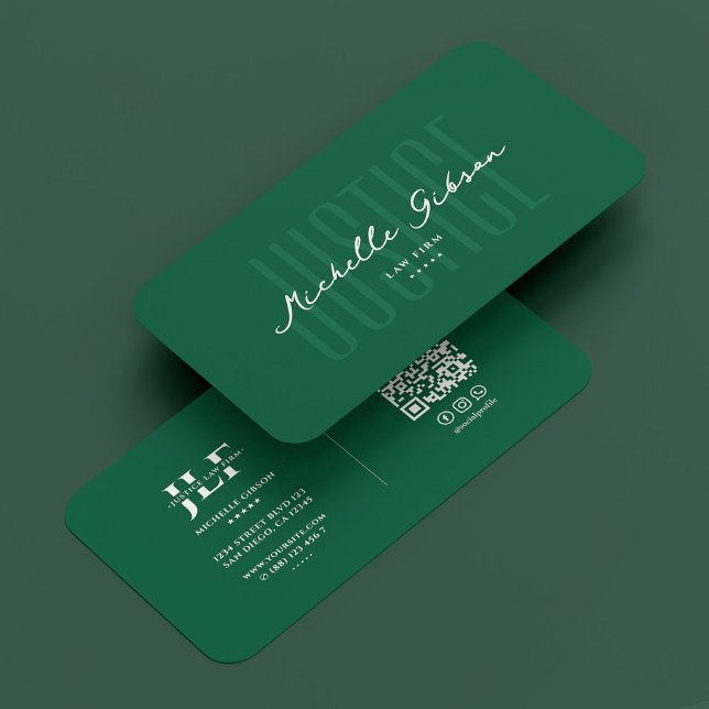 Tarjeta De Visita Abogado Hunter Green (Minimal Justice Law Firm Attorney Hunter Green Business Card
)