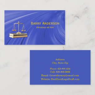Tarjeta De Visita Abogado Justicia Escalas - Libros azul y dorado