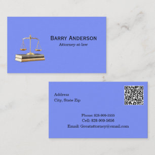Tarjeta De Visita Abogado Justicia Escalas y Libros con código QR