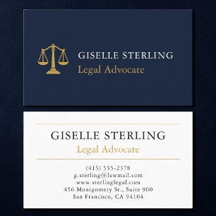 Tarjeta De Visita Abogado Legal Azul Marino Dorado