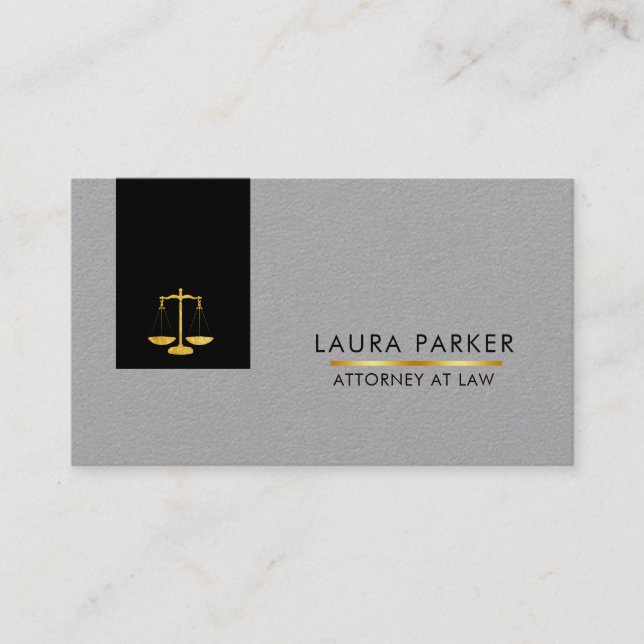 Tarjeta De Visita Abogado Legal Black Scale Gold (Anverso)